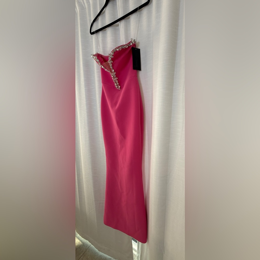 Fashion Nova Odessa Embellished Bandage Gown Pink Strapless Maxi | NWT Size S - Picture 8 of 17